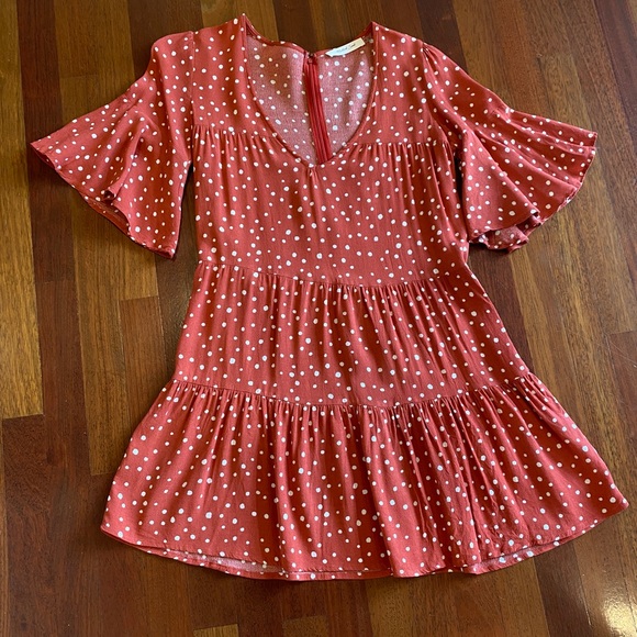 Mustard Seed | Dresses | Mustard Seed Dotted Tiered Ruffle Clay Mini ...